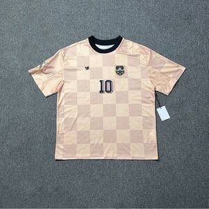 Aime Leon Dore Peach Checkered Tee with Emblem